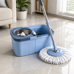 Ensemble serpillière rotative et seau, manche en acier inoxydable, têtes en <span class=keywords><strong>microfibre</strong></span>, rotation à 360°, outil de nettoyage des sols, maison, bureau, hôtel, vente en gros - Product Image 6