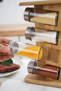 Ensemble de bouteilles d'assaisonnement luxueuses avec étagère en bambou pour sel, sucre, poivre, poudre de chili, glutamate monosodique, épices - Product Image 5