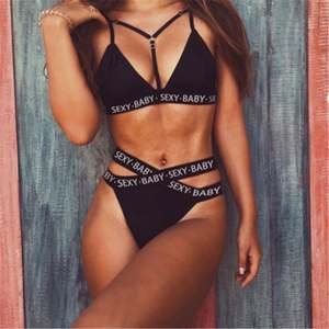 Sujetador de mujer, lencería de encaje, sujetador de realce inalámbrico y conjunto de bragas, ropa interior íntima Sexy, sujetador de tiras ultrafino con estampado de letras R1446 - Product Image 1