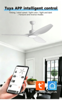 Ventilateur de plafond électrique silencieux à LED en plastique à 3 pales de 52 pouces, moteur BLDC en cuivre pur, débit d'air de 4500 CFM, 6 vitesses, télécommande/application, lumière de 30 W
