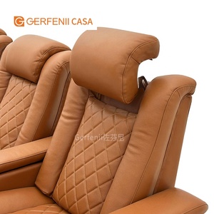 모던 홈 시네마 가구 천연 가죽 좌석 및 소파 테이블 스타일리시한 거실 극장 가구 금속 다리 포함 - Product Image 5