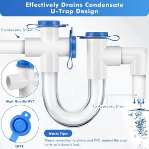 Kit combiné de nettoyage de siphon de <span class=keywords><strong>condensat</strong></span> standard 3/4 pouce avec brosse et interrupteur à flotteur pour systèmes CVC et climatiseurs - Product Image 2