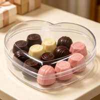 Boîte de dessert en plastique transparent de qualité alimentaire en forme de cœur, emballage pour tiramisu, vente en gros, emballage cadeau pour chocolat de la Saint-Valentin