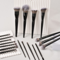 Daily Queen & Mor-phe 19 pièces Pinceaux de maquillage en poudre à manche noir brillant Nano Hair Glossy Black Qualité supérieure et sensation luxueuse Logo personnalisé
