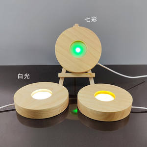 Base lumineuse LED verre cristal Transparent affichage d'objets supports ronds en bois Base pour fournitures de Bar boule de cristal 3D - Product Image 3