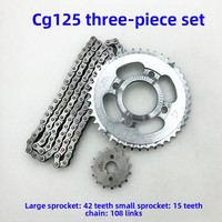 Kit Rantai dan Gir Motor CG125 Zhujiang XF125 Kompatibel 45 #   Baja Karbon 428-42T 15T 3-Piece Standar OEM ANSI