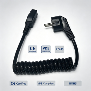 OEM Factory Custom Spiral Cable Electrical Connection Wire 10A 250V IEC C13 Power Cord Coiled Cable
