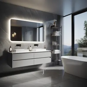 Wastafel kamar mandi kontemporer Modern kustom ukuran besar komersial wastafel ganda Vanity kamar mandi