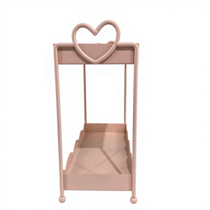 Estante de Almacenamiento Decorativo de Dos Niveles con Forma de Corazón Rosa - Organizador con Borde Ondulado para Tocador y Escritorio - Product Image 4