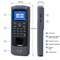 Machine de pointage d'absence anti-falsification par empreinte digitale et mot de passe, téléchargement de rapports USB, contrôle d'accès Wiegand pour horloge de présence des employés de bureau