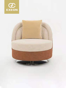 Italian Modern Minimalist Light Luxury Leather Single Swivel Chair Living Room Lounge Chair Designer European <strong>Furniture</strong> - Product Image 2