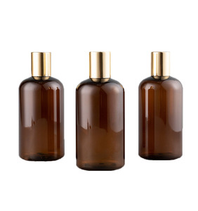 10oz Amber Plastic Toner <strong>Bottle</strong> 300ml <strong>Empty</strong> Skin Care Serum Container <strong>with</strong> Gold <strong>Lid</strong> for Facial Cleanser Lotion <strong>Shampoo</strong> - Product Image 1