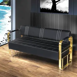 Moderner Friseursalon Sofa Wartes tuhl Nagels tudio Ruheber eich Luxus Edelstahl Sofa und Stuhl