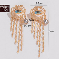 Pendientes de moda al por mayor ChuYao con dije de ojo, borlas, cristales y diamantes de imitación, chapados en oro, de aleación de zinc para mujer, joyería personalizada.