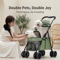 Carrito de Paseo Doble para Mascotas, Plegable, 360°, para 2 Perros o Gatos °   Carrito con 4 Ruedas Giratorias Extraíbles, Se Acepta OEM