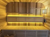 Sauna rectangulaire en bois clair avec façade en verre pour projet de jardin, sauna en cèdre rouge en gros
