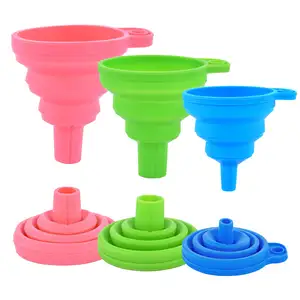 Hochwertiger 3-Farben-runder, faltbarer, tragbarer Küchen-Kieselgel-Trichter für den Öl-Wasser-Flüssigkeits transfer