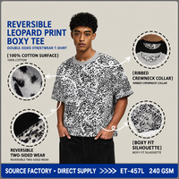Kaos Oversize Custom Motif Leopard Bolak-Balik Dua Sisi 240 GSM dengan Potongan Boxy untuk Streetwear dan Outfit Sehari-hari Pria
