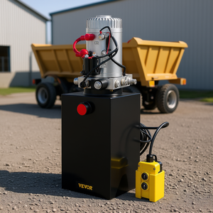 Unité hydraulique à simple effet Vevor, 10 quarts, 12V DC, 3200 PSI, réservoir en acier, connecteur SAE6 pour remorque à benne basculante - Product Image 2