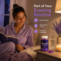 Gummies véganes naturelles OEM à la melatonine et aux baies pour le sommeil, aide au repos profond, relaxation, soulagement du stress, amélioration de la qualité du sommeil, complément bien-être pour adultes