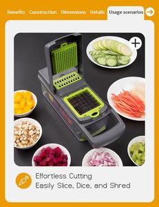 <b>Multifunctional</b> Manual Eco-friendly Stainless Steel Kitchen Tools Gadgets <b>Vegetable</b> Chopper Silk Dicing <b>Cutter</b> Shredded Potato - Product Image 4