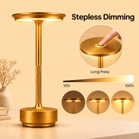 Lampe de table en aluminium LED sans fil rechargeable portable moderne à 3 couleurs changeantes avec commande tactile pour restaurant et dîner