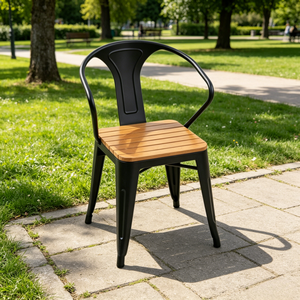Chaise en bois et plastique durable, résistante à la rouille, facile à nettoyer, légère, design moderne, pour balcon, <span class=keywords><strong>bord</strong></span> <span class=keywords><strong>de</strong></span> <span class=keywords><strong>mer</strong></span>, parc, utilisation en <span class=keywords><strong>extérieur</strong></span> - Product Image 5