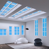 Panneau LED de plafond pour éclairage artificiel intérieur, lumière du soleil artificielle à CRI élevé, pour maison et bureau modernes, avec effet de fenêtre encastrée et de ciel bleu, type puits de lumière virtuel