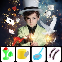 Jouet de magie pour enfants, 4 accessoires, spectacle de magie, tour de magie incroyable, ensemble de jeu avec instructions pour les enfants, apprenez l'art de la magie