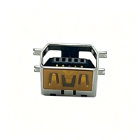 Connecteur Mini USB Type B 10 broches femelle, angle droit, montage supérieur SMD, avec patins de fixation