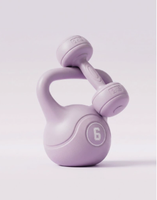 Ensemble d'haltères et de kettlebells pour entraînement à domicile, kettlebell de 6 kg + haltères de 2 kg, équipement de fitness portable antidérapant rose