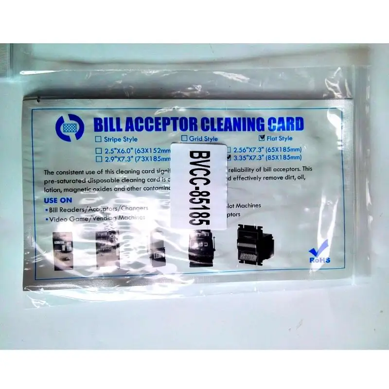 Platte Non Woven Recharge Machine Dollar Bill Collector Validator Note Acceptor Cleaning Card