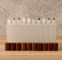 Flacon de parfum portable en verre dépoli avec bille roll-on en pierre précieuse, protection UV supérieure, échantillon d'huile essentielle 10 ml