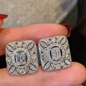 Pendientes de Diamantes en Oro Blanco E4381, Corte Esmeralda, Naturales, Clásicos, Joyería para Mujer - Product Image 4