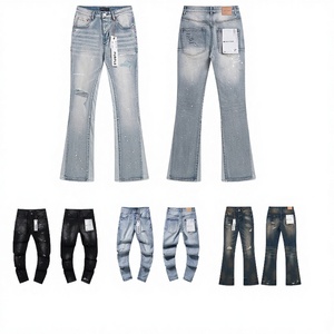 Vaqueros de mezclilla personalizados para hombre, de pierna recta con puño, de alta calidad, al por mayor, estilo clásico, moda urbana, estampado, lavado desgastado - Product Image 3