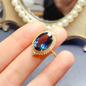 Anillo de Topacio Azul Londres con Piedra Preciosa Natural, Anillo de Oro Rosa de 18k, Anillo de Compromiso y Boda, Venta al por Mayor de Fábrica de Joyería de <span class=keywords><strong>Boutique</strong></span> - Product Image 4