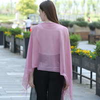 Châle d'été en Pashmina pour femmes Écharpe tricotée en polyester jacquard avec franges Châles en dentelle grande taille