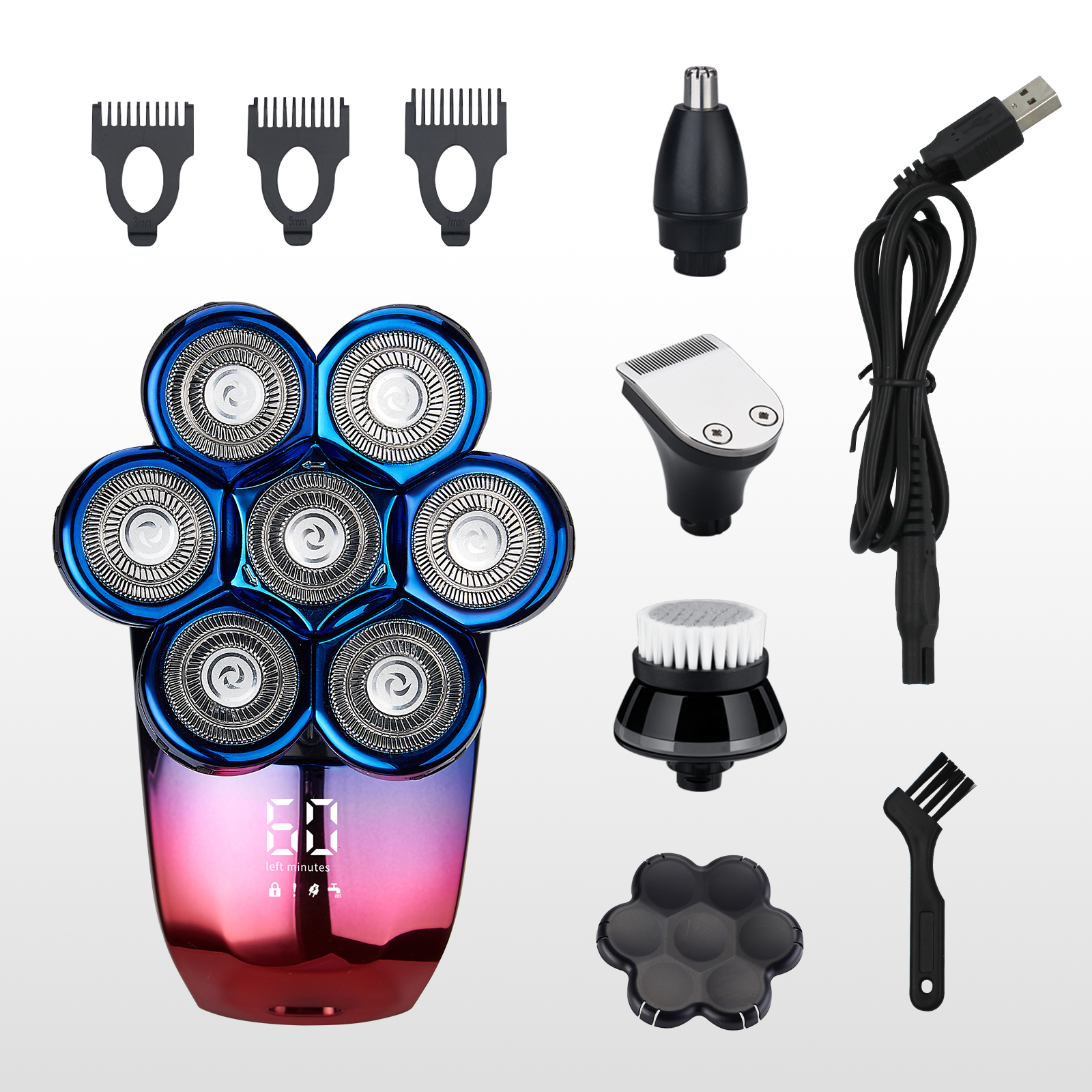 Мужская бритва для облысения 4 в 1 7D, профессиональная бритва, многофункциональный набор для ухода, Новое поступление 2021