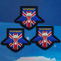 PATCH TACTIQUE PATHFINDER en tissu parachute brodé bleu avec drapeau britannique et motif avion, bordure noire, pour uniformes, sacs, chapeaux, DIY