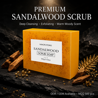 Jabón Exfoliante de Sándalo con Extracto de Sándalo y Aceite de Coco, Exfoliación Suave, Limpieza Profunda, Aroma Amaderado Cálido, OEM ODM 100g
