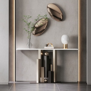 <span class=keywords><strong>Console</strong></span> d'<span class=keywords><strong>entrée</strong></span> de luxe en métal de style moderne, meuble mural étroit, design créatif, pour salon accessible aux personnes à mobilité réduite - Product Image 4