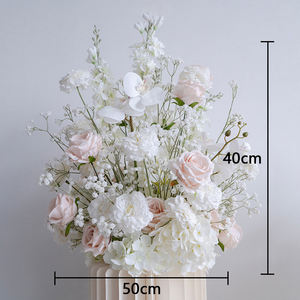 Arrangement floral de luxe blanc pour allée de mariage, toile de fond avec rangée de fleurs de <span class=keywords><strong>jacinthe</strong></span>, <span class=keywords><strong>orchidée</strong></span> et souffle de bébé, fournitures de décoration d'événements en gros - Product Image 5