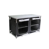 Armoire de camping pliable 2-en-1 en aluminium pour l'extérieur, organisateur de cuisine pour campeurs - Vente en gros