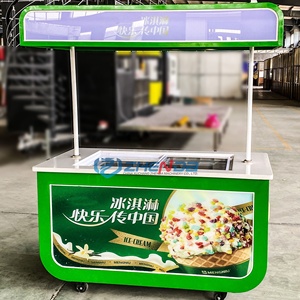 Chariot de livraison alimentaire mobile électrique à 4 roues en acier ZHENDA avec abri, garantie 12 mois, pour bar à glaces extérieur, kiosque, centre commercial - Product Image 1