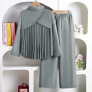 Conjunto <span class=keywords><strong>de</strong></span> Ropa para Niñas <span class=keywords><strong>de</strong></span> 8 a 12 Años, Camisa Casual <span class=keywords><strong>de</strong></span> Manga Larga con Pliegues en la Espalda y Pantalones Largos, Conjunto <span class=keywords><strong>de</strong></span> 2 Piezas, Ropa para Niños - Product Image 4