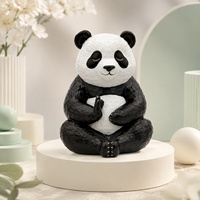 Figurine en résine de panda méditant mignon en noir et blanc, sculpture d'animal zen pour la décoration de salon, bureau, étagère, maison