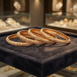 Bracelets faits main en or mat antique, bijoux arabes, lot de 4 pièces pour femmes, sans nickel ni plomb, avec placage or mat - Product Image 2