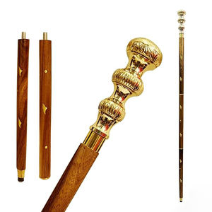 Bâtons de marche en bois nouvellement arrivés avec poignée ronde bâtons de marche en bois poli fini doré - Product Image 2