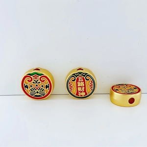 ลูกปัดทองเคลือบลายโบราณรูปเทพเจ้าแห่งโชคลาภห้าทิศทาง รูตรง สำหรับงาน DIY เครื่องประดับโลหะผสม ใช้ทำจี้ - Product Image 1