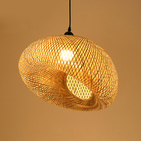 Tisseur naturel fait à la main en osier suspendu lanterne en bambou suspension lampe hauteur réglable taille moyenne Art décoratif